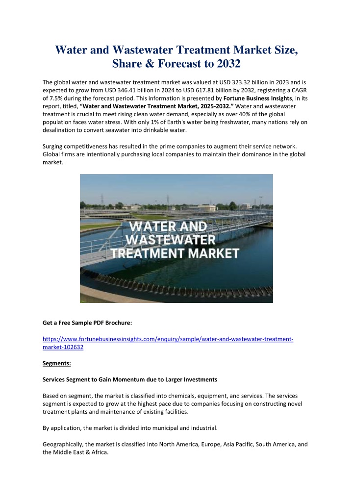 water and wastewater treatment market size share