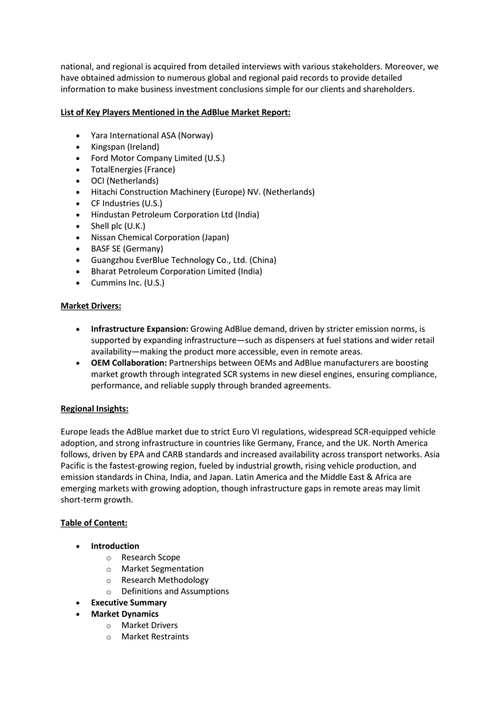 national and regional is acquired from detailed