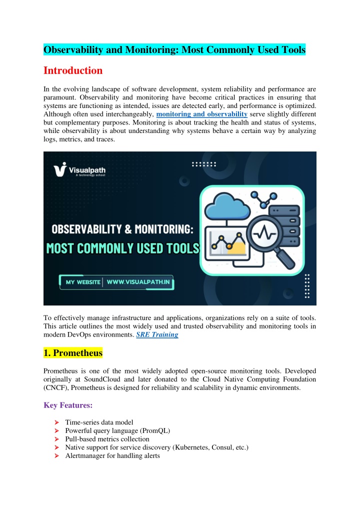 observability and monitoring most commonly used