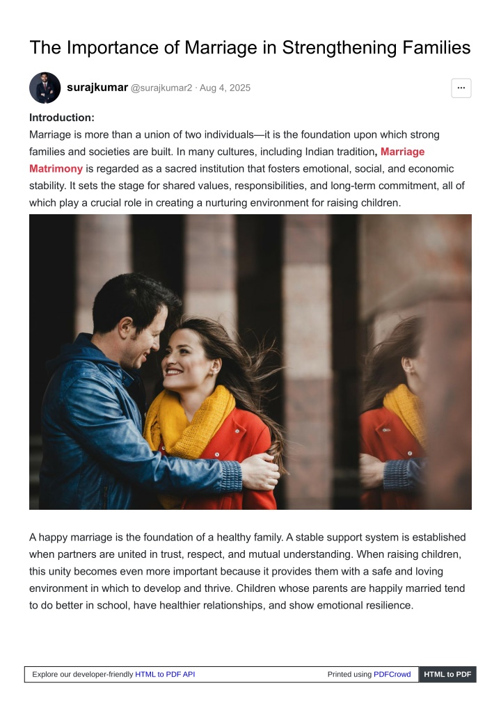 the importance of marriage in strengthening