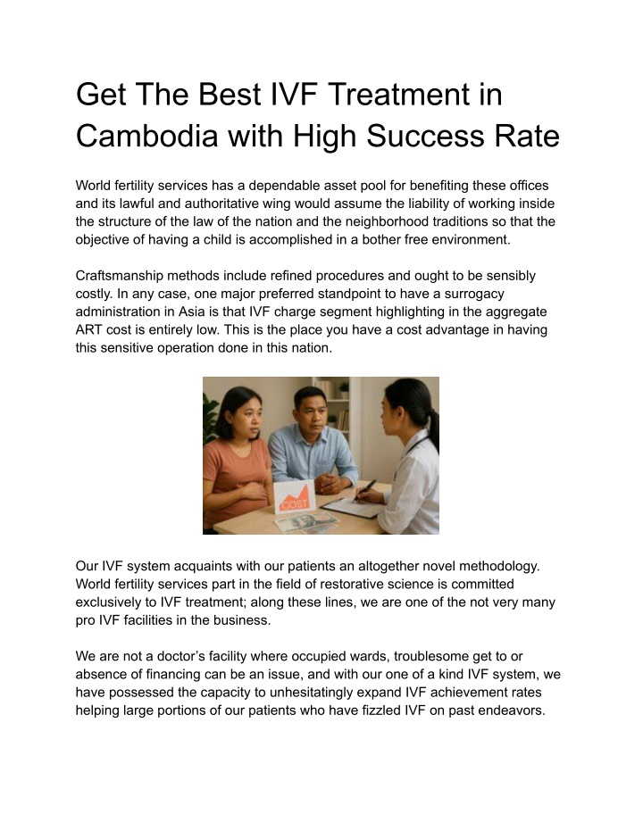 get the best ivf treatment in cambodia with high