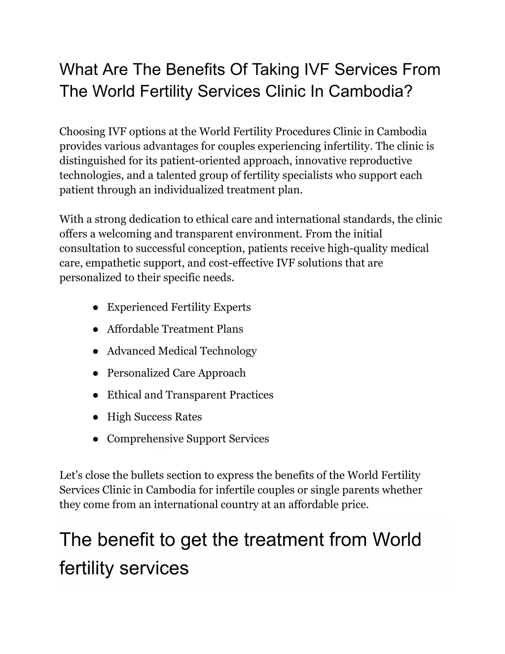 what are the benefits of taking ivf services from