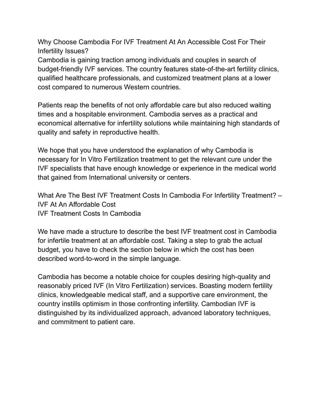 why choose cambodia for ivf treatment