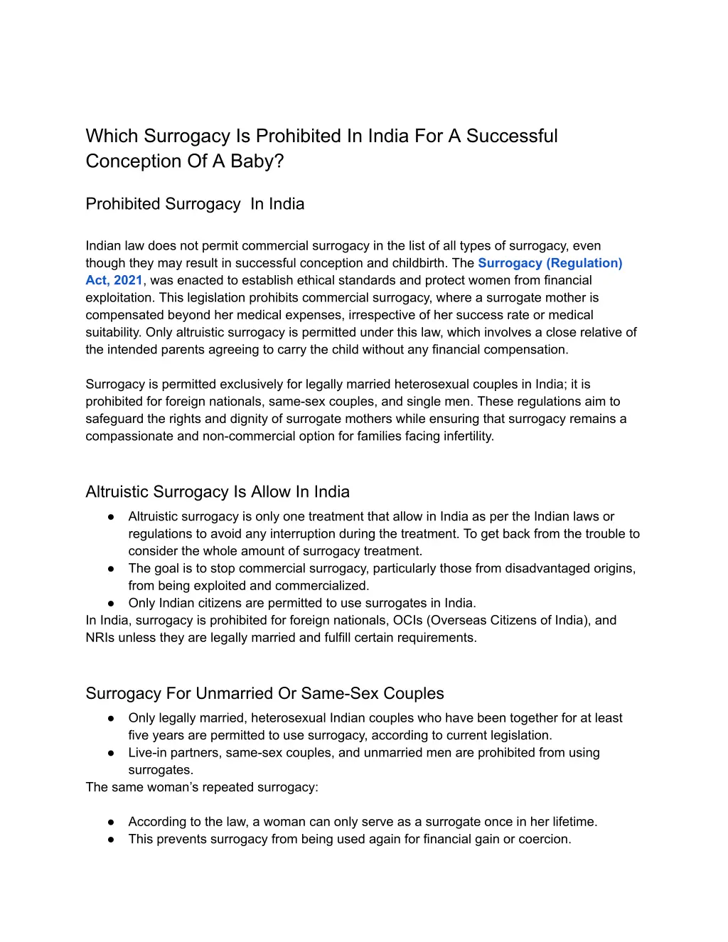 which surrogacy is prohibited in india