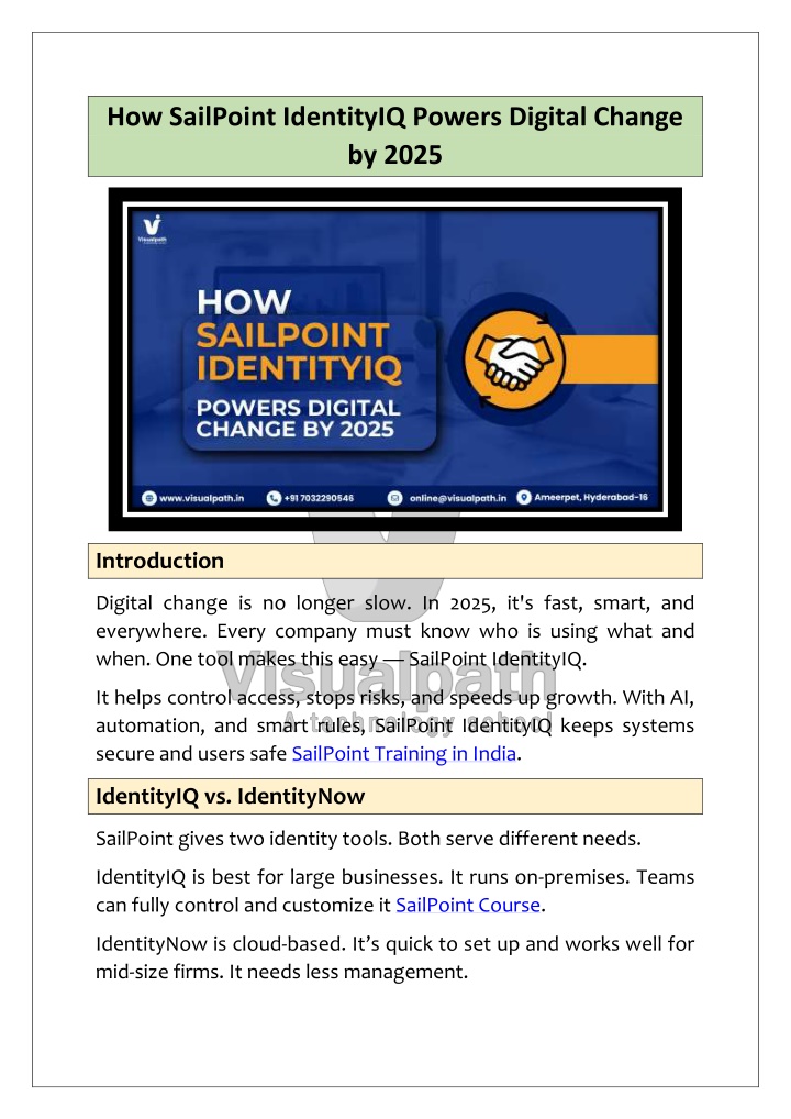how sailpoint identityiq powers digital change
