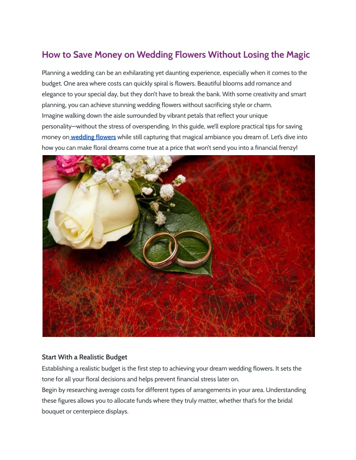 how to save money on wedding flowers without