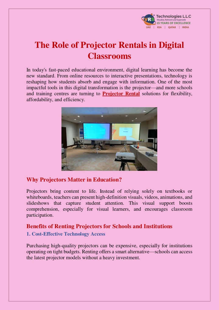 the role of projector rentals in digital