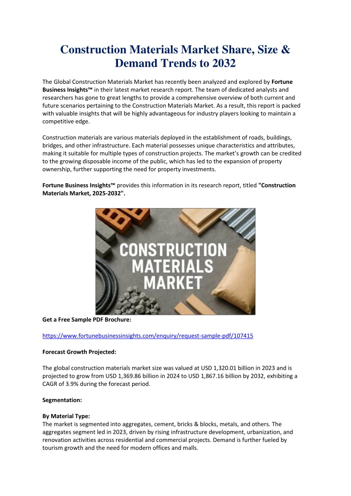 construction materials market share size demand