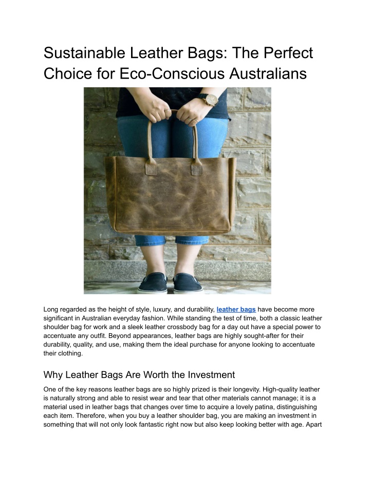 sustainable leather bags the perfect choice
