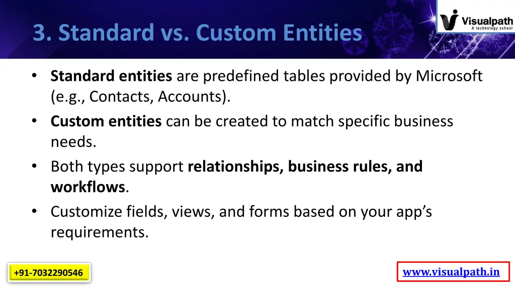 3 standard vs custom entities