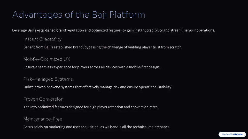 advantages of the baji platform