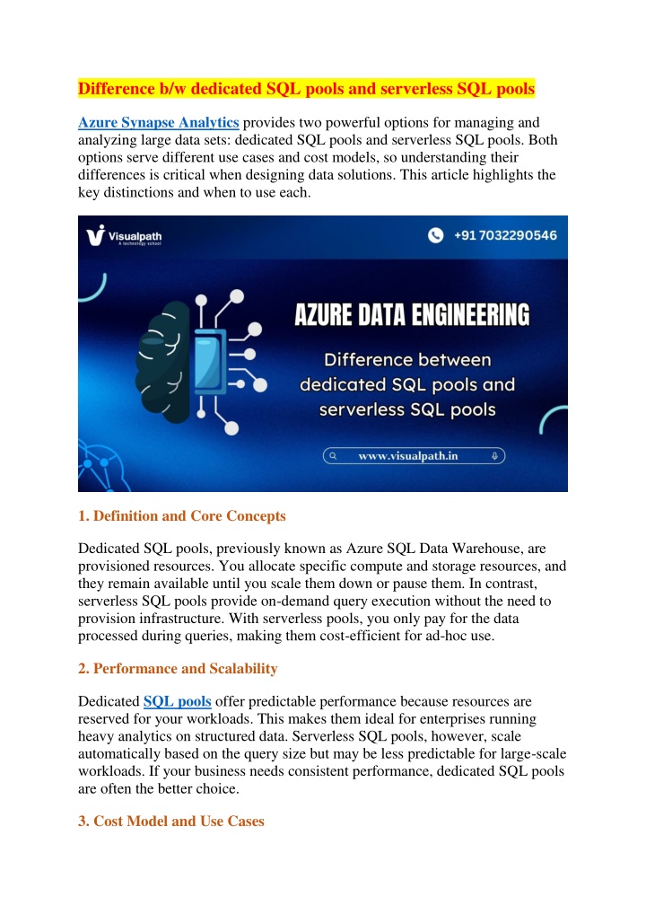 difference b w dedicated sql pools and serverless