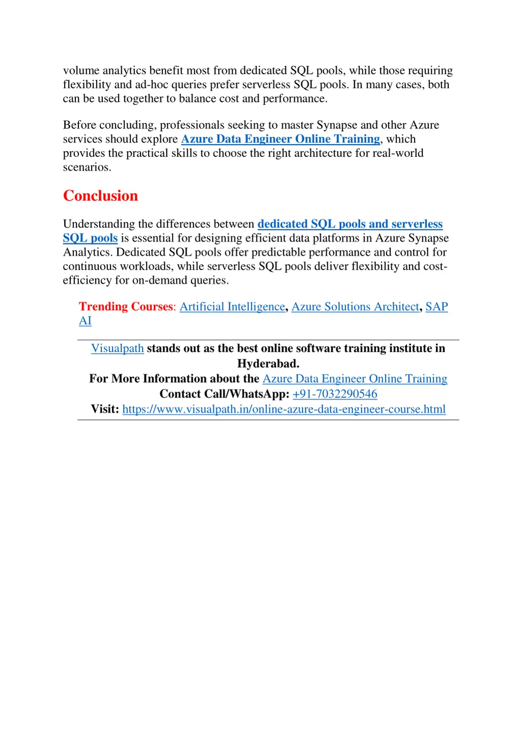 volume analytics benefit most from dedicated
