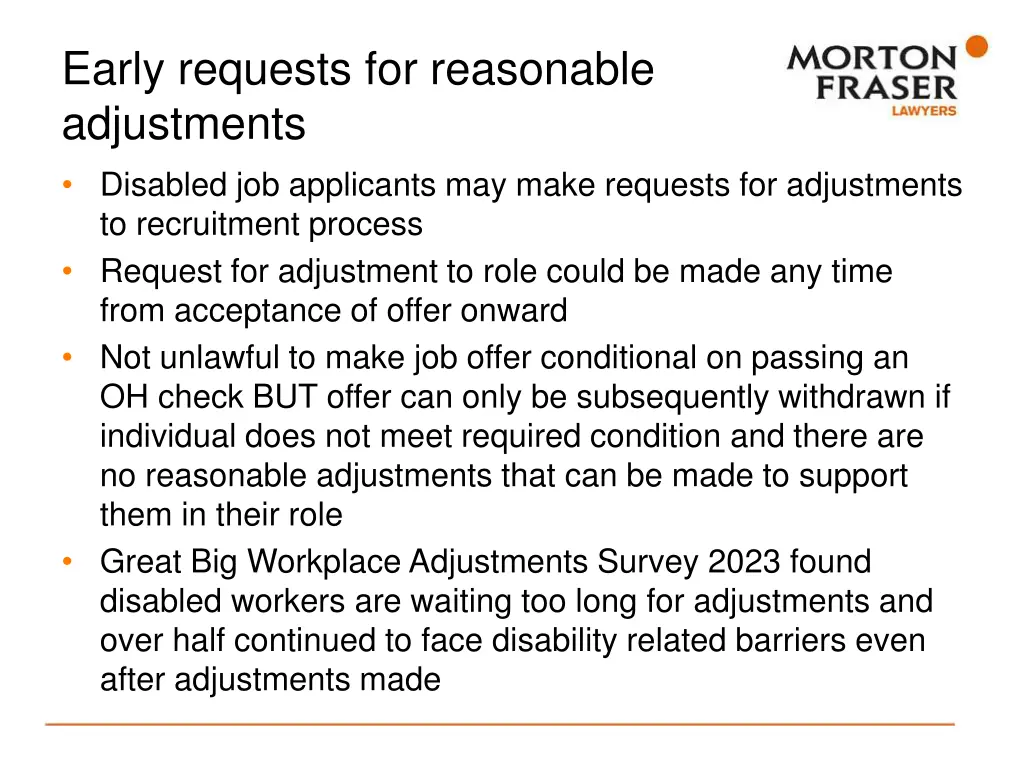 early requests for reasonable adjustments