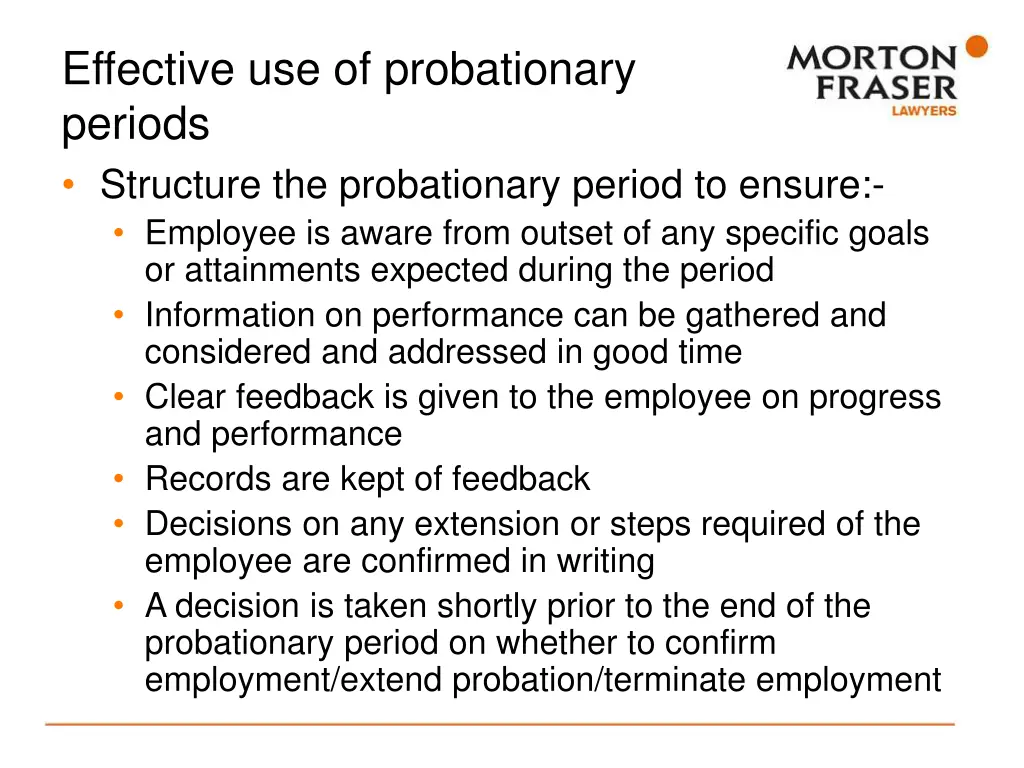 effective use of probationary periods structure