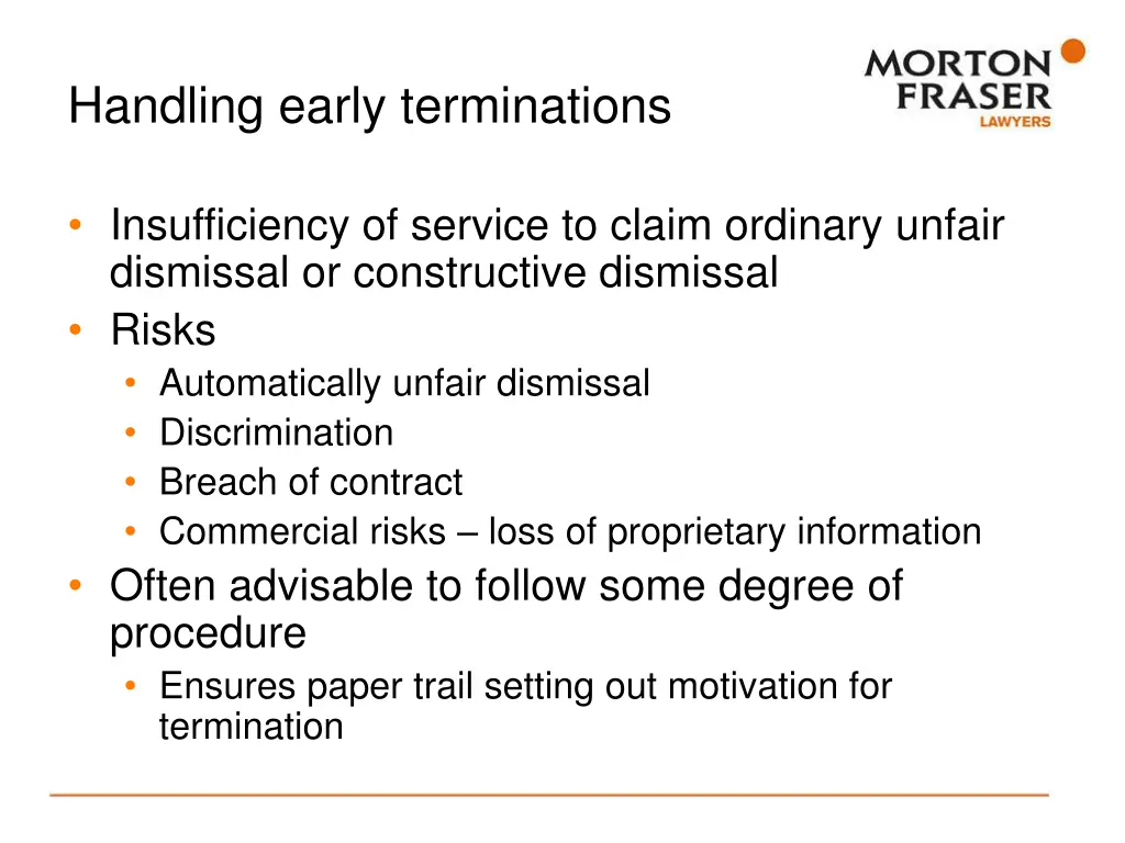 handling early terminations