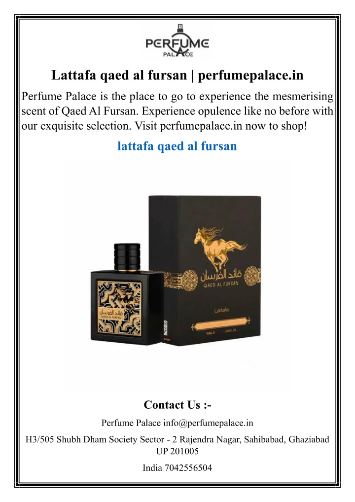 lattafa qaed al fursan perfumepalace in