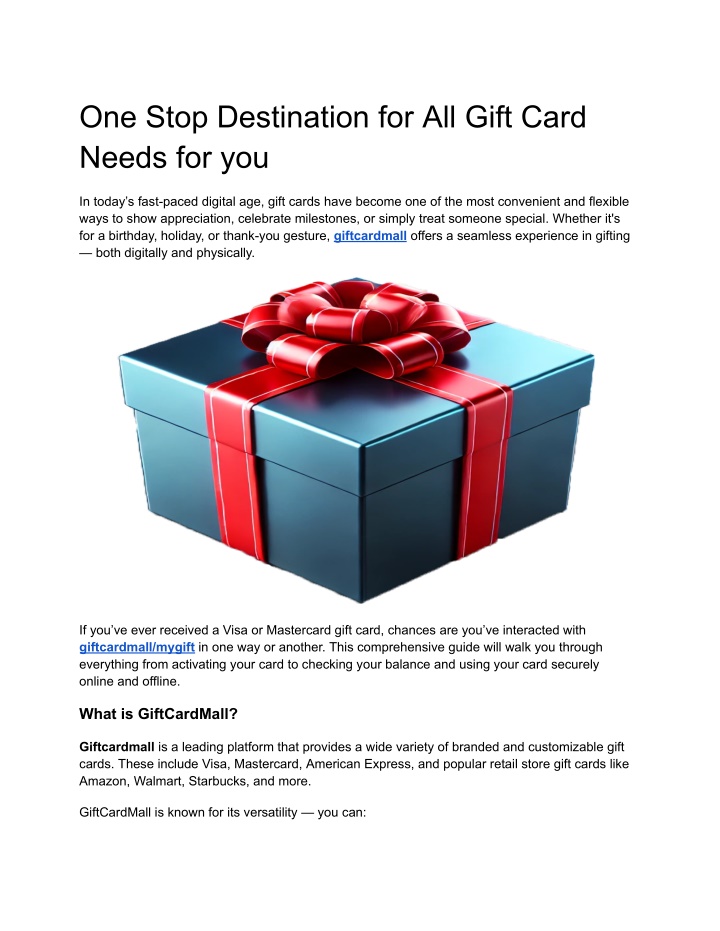 one stop destination for all gift card needs