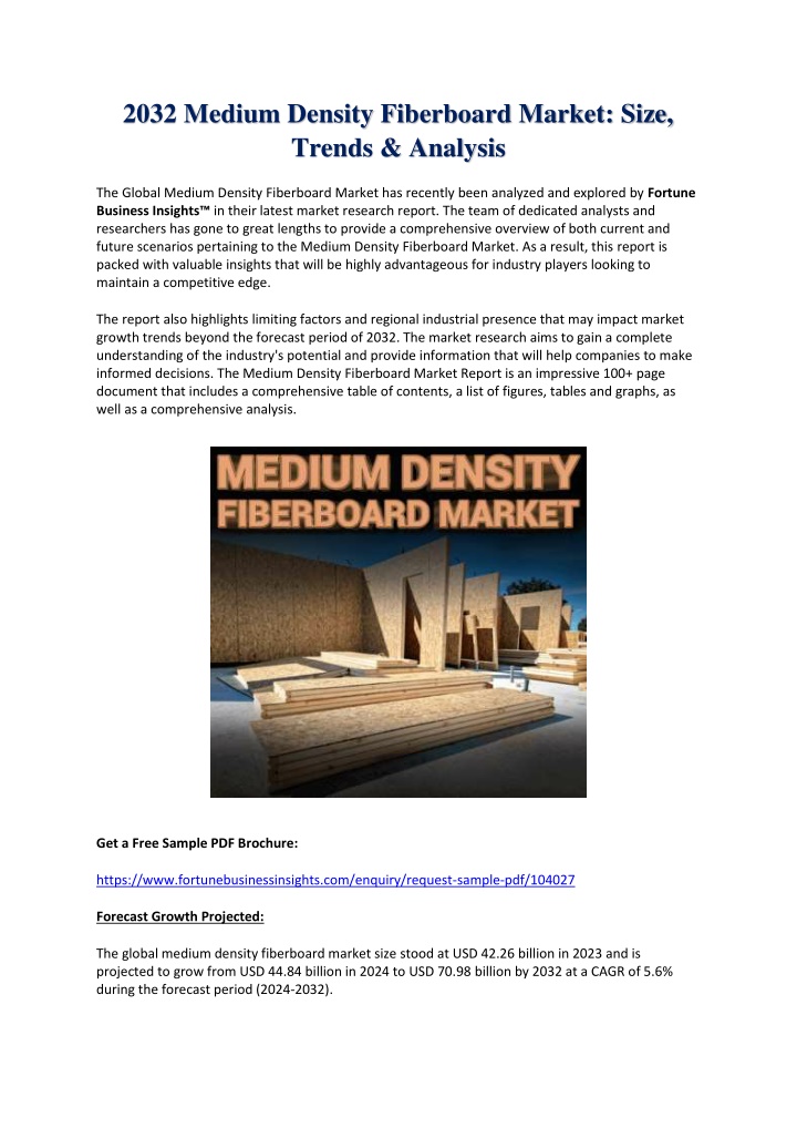 2032 medium density fiberboard market size trends