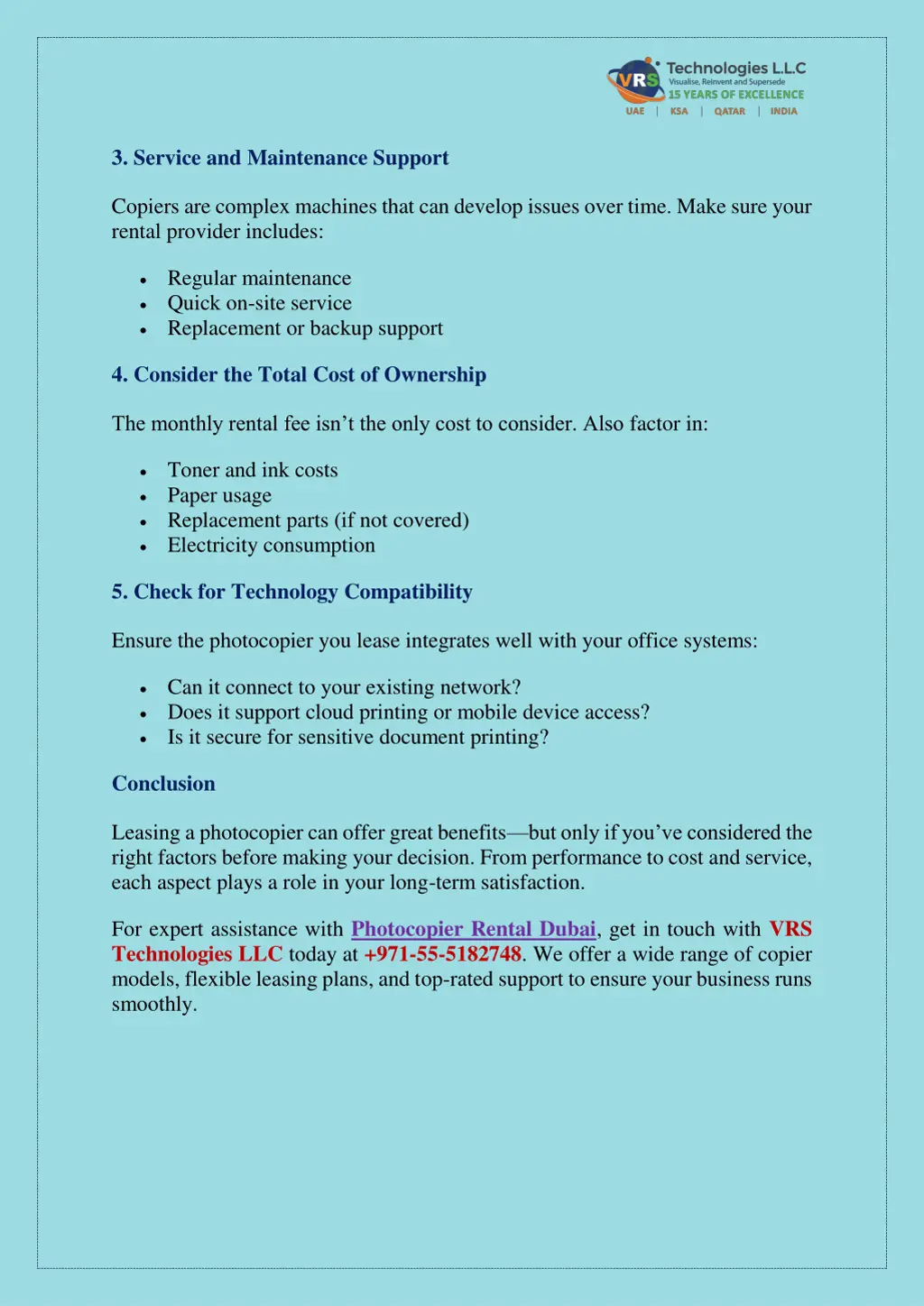 3 service and maintenance support