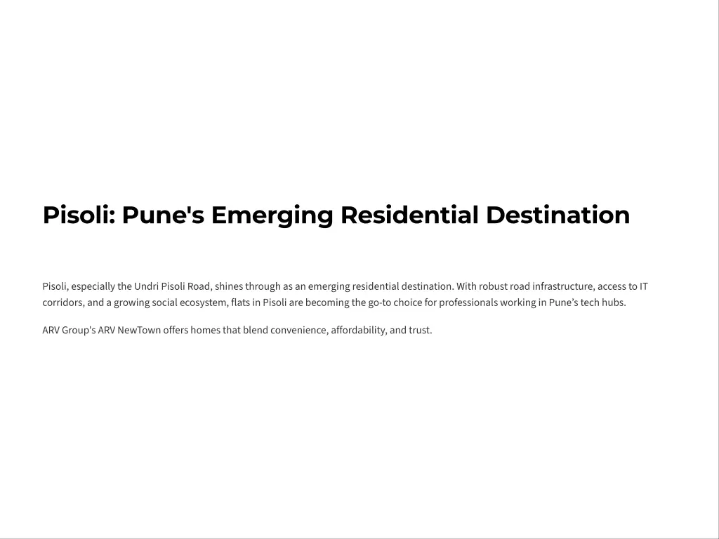 pisoli pune s emerging residential destination