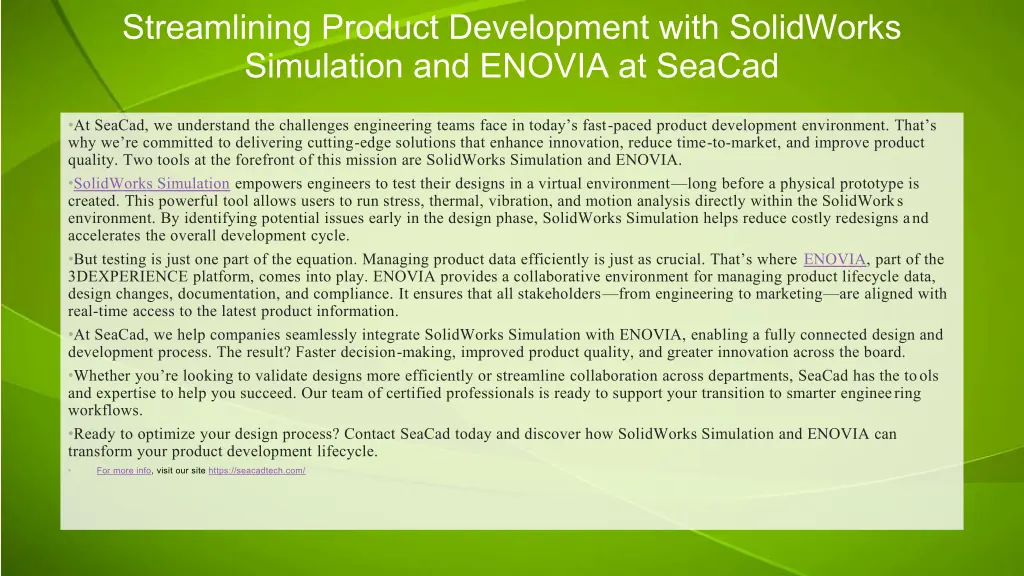 streamlining product development with solidworks