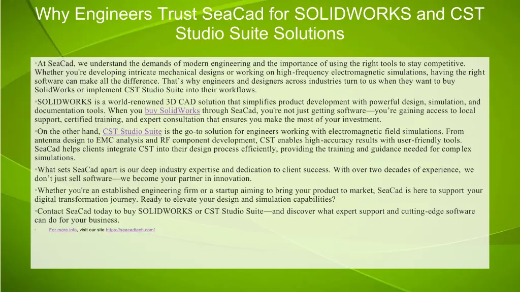 why engineers trust seacad for solidworks