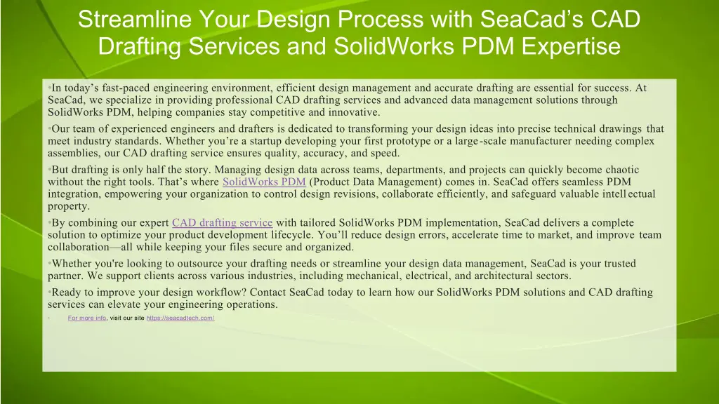 streamline your design process with seacad