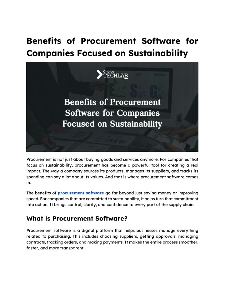 benefits of procurement software for companies