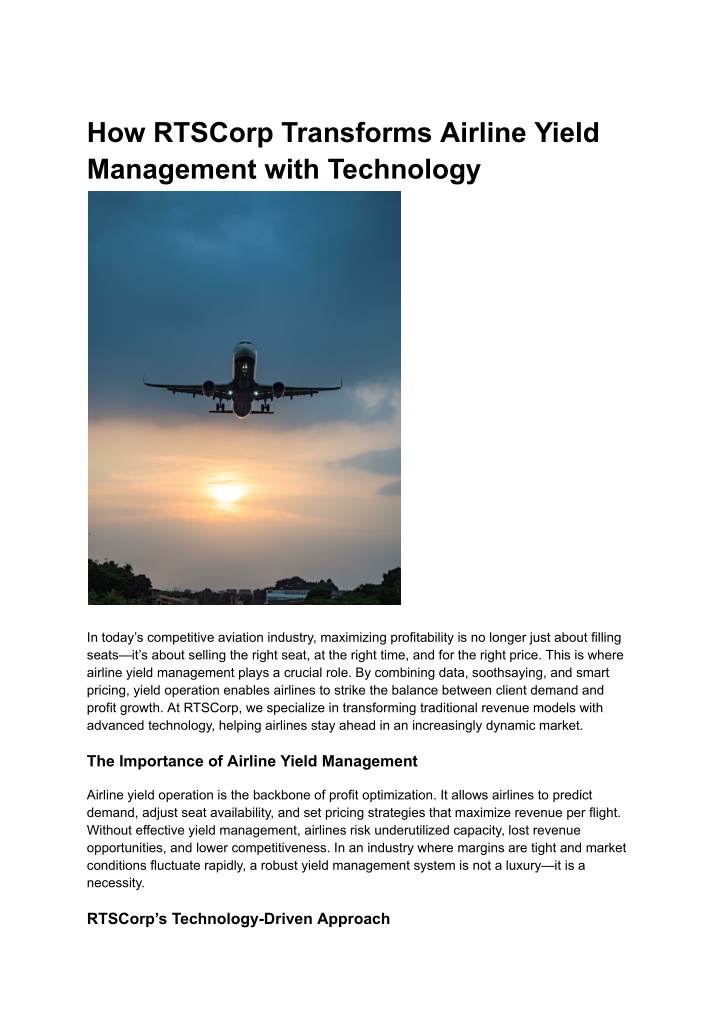 how rtscorp transforms airline yield management