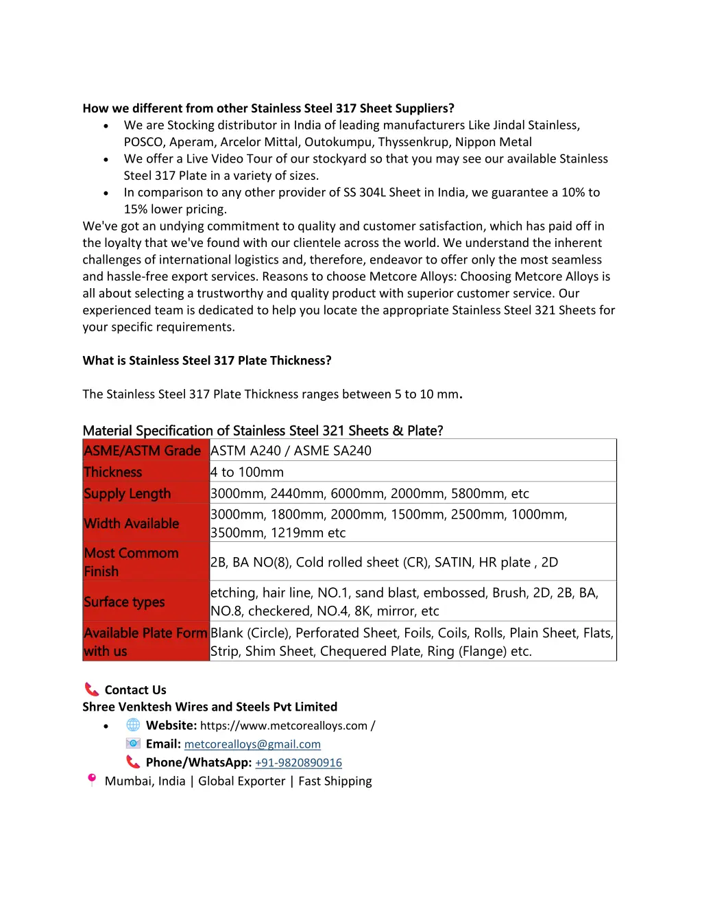 how we different from other stainless steel