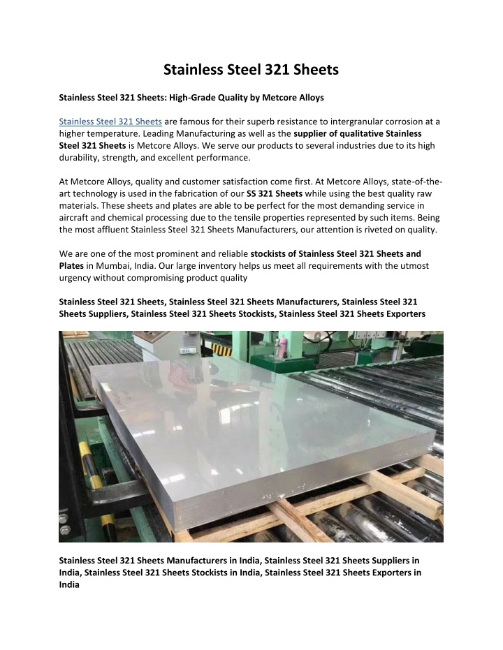 stainless steel 321 sheets