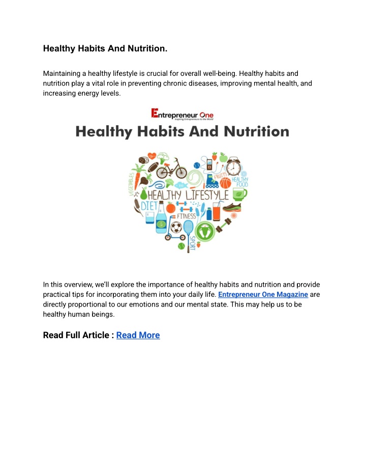 healthy habits and nutrition