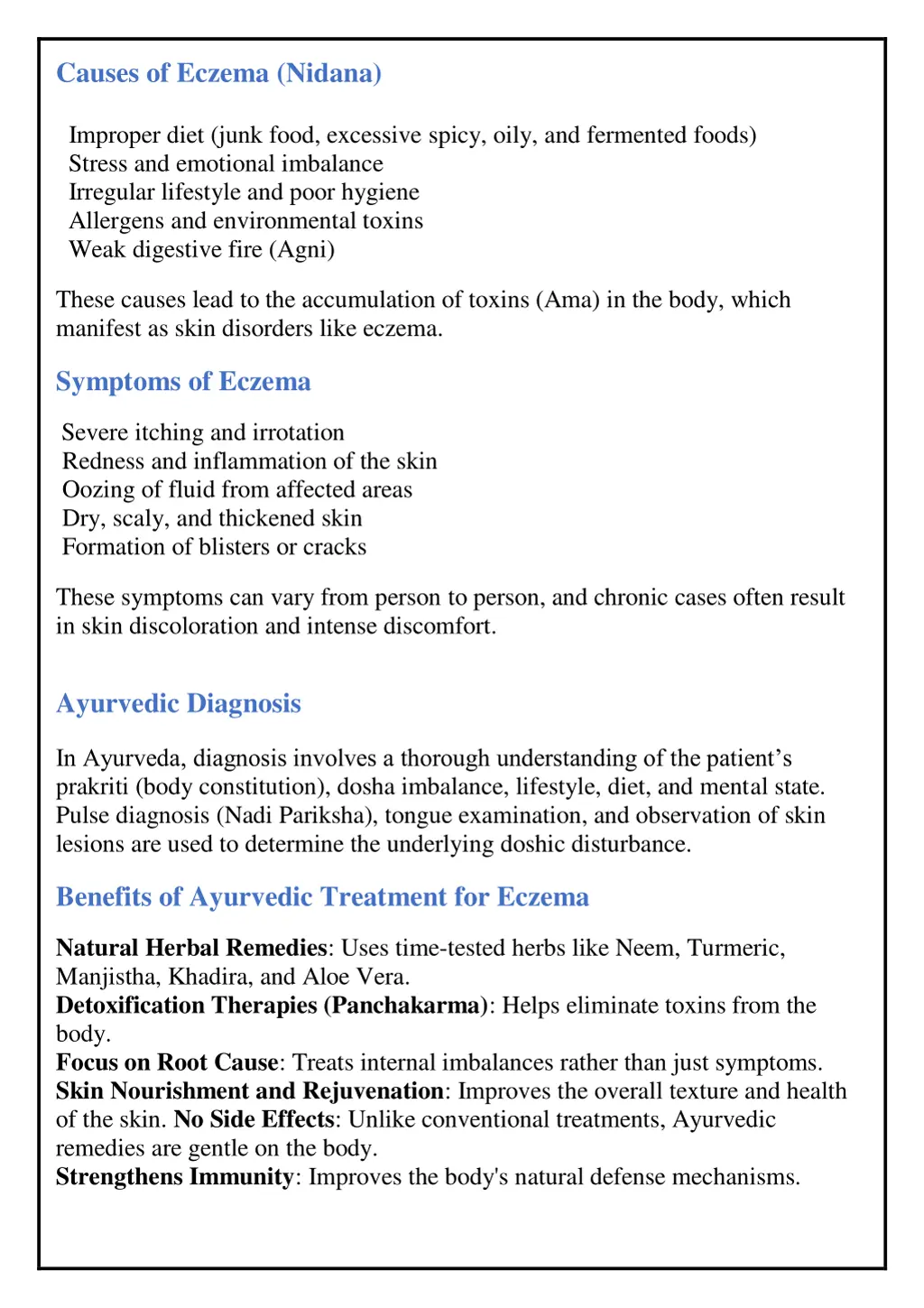 causes of eczema nidana improper diet junk food