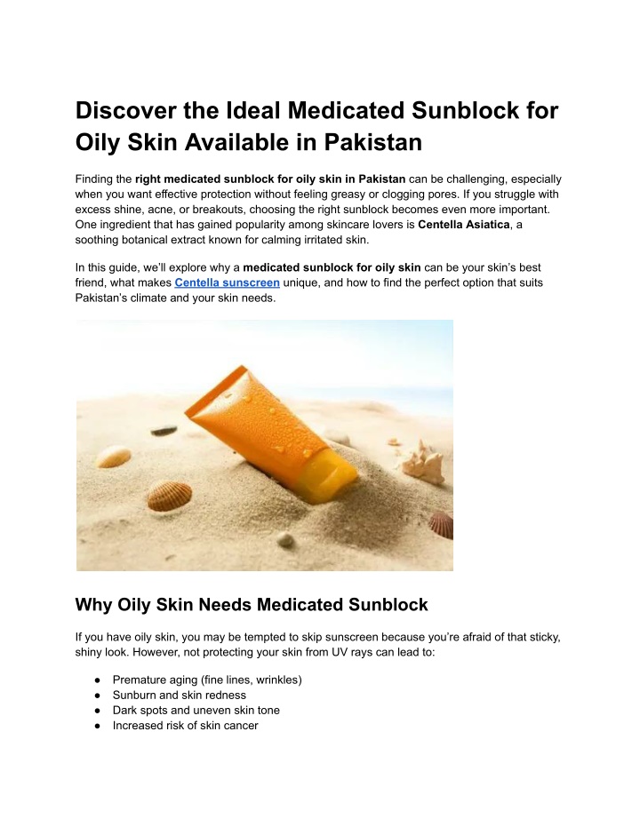 discover the ideal medicated sunblock for oily