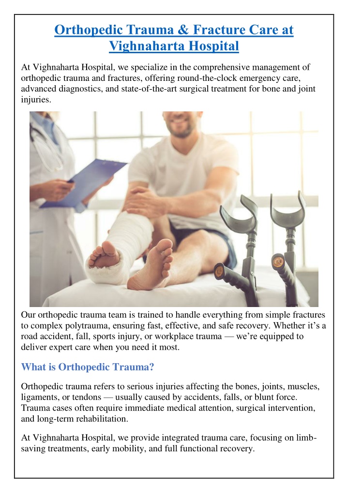 orthopedic trauma fracture care at vighnaharta