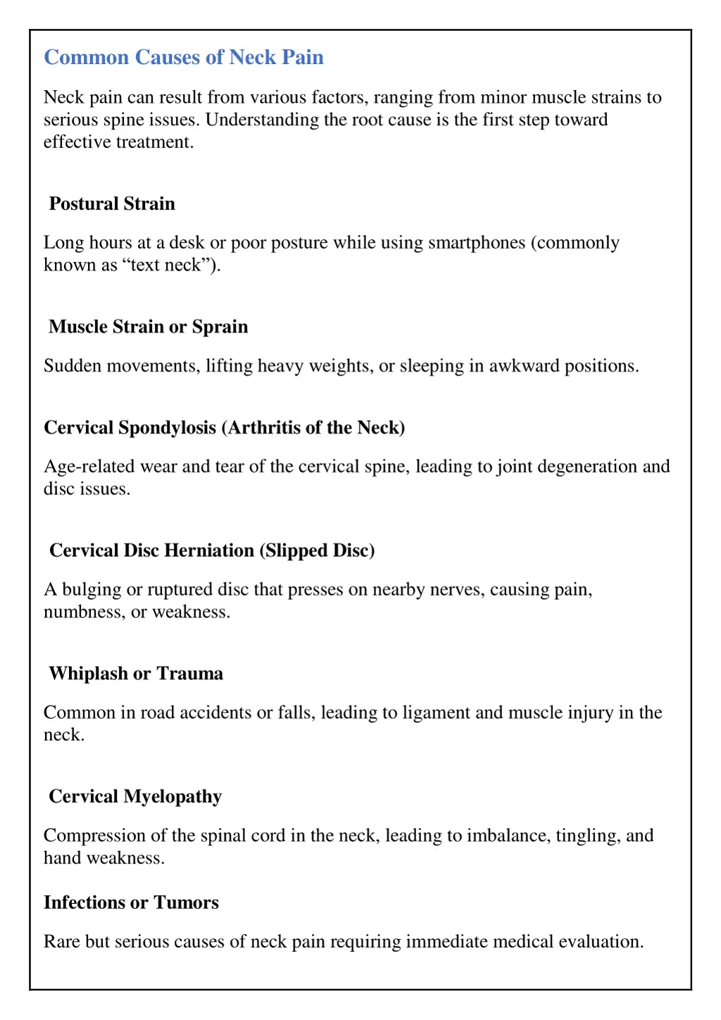 common causes of neck pain