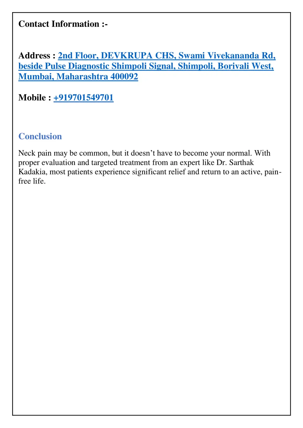 contact information address 2nd floor devkrupa