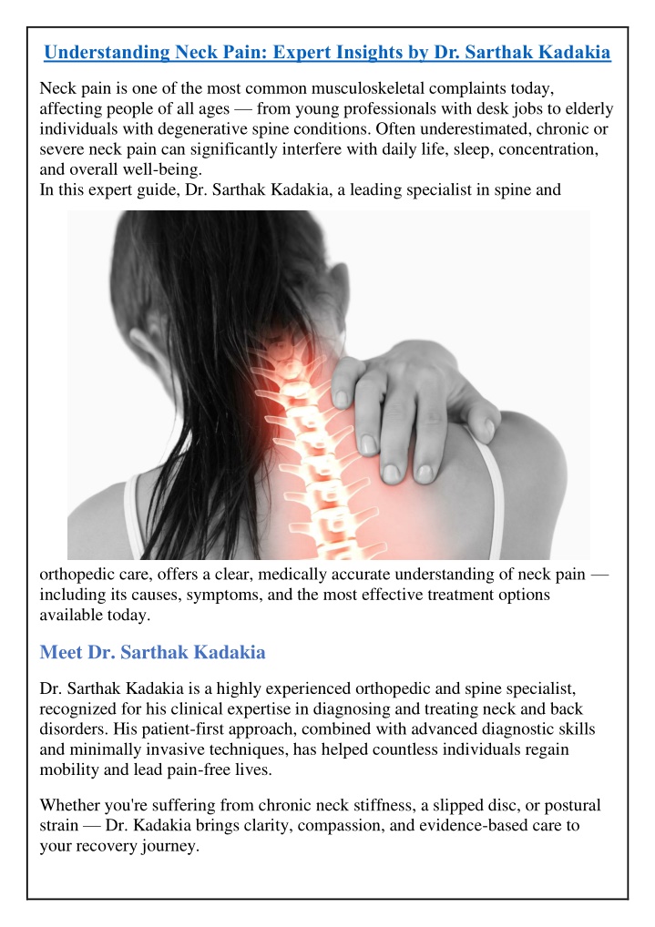 understanding neck pain expert insights