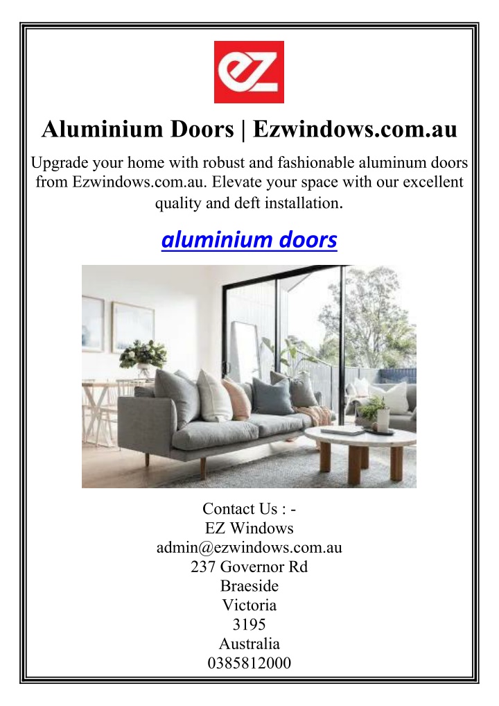 aluminium doors ezwindows com au