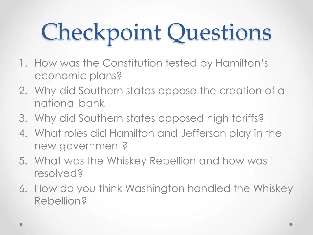 checkpoint questions