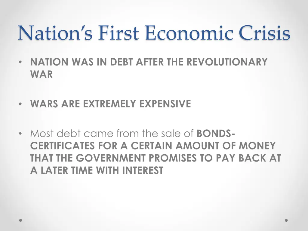 nation s first economic crisis