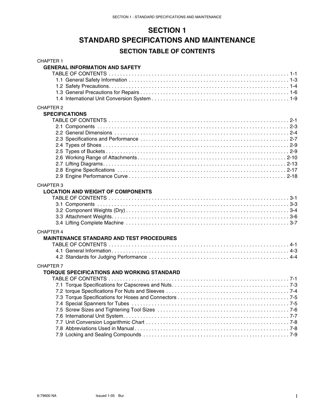section 1 standard specifications and maintenance 1