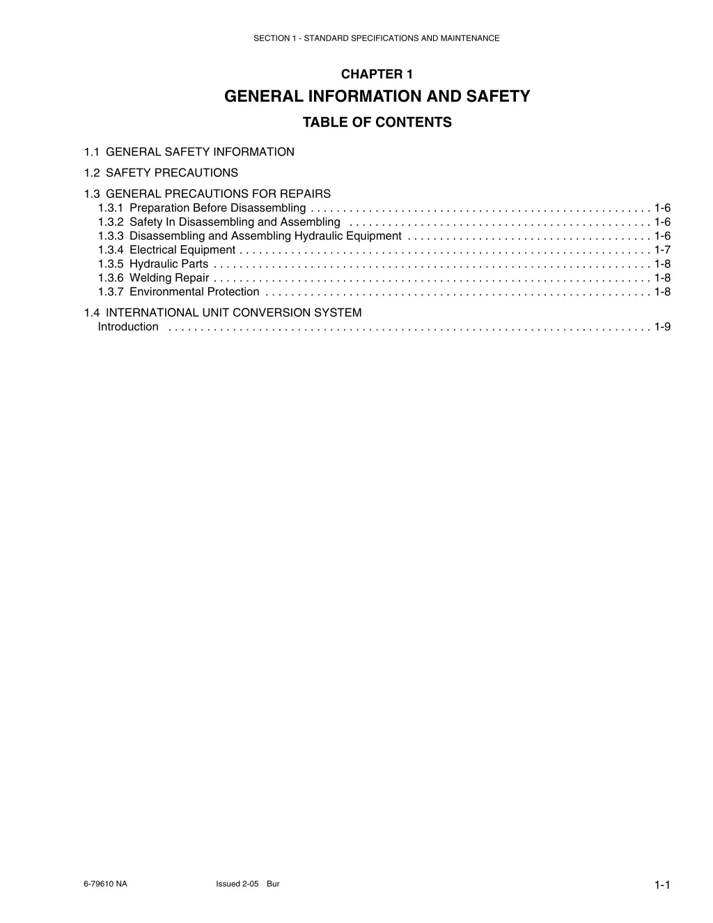 section 1 standard specifications and maintenance 4