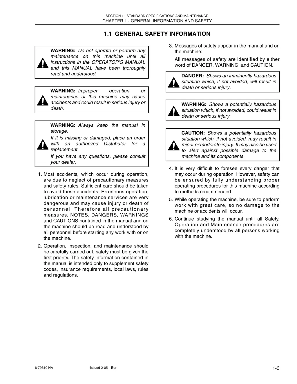 section 1 standard specifications and maintenance 5