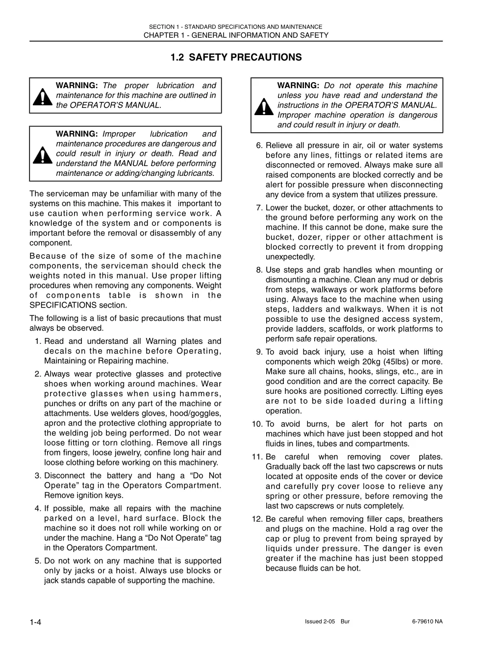 section 1 standard specifications and maintenance 6