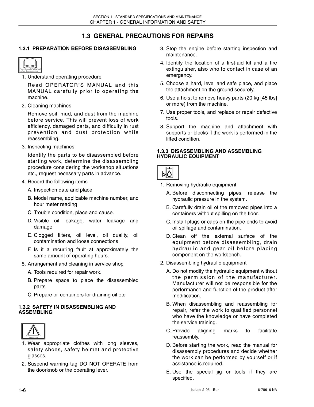 section 1 standard specifications and maintenance 8