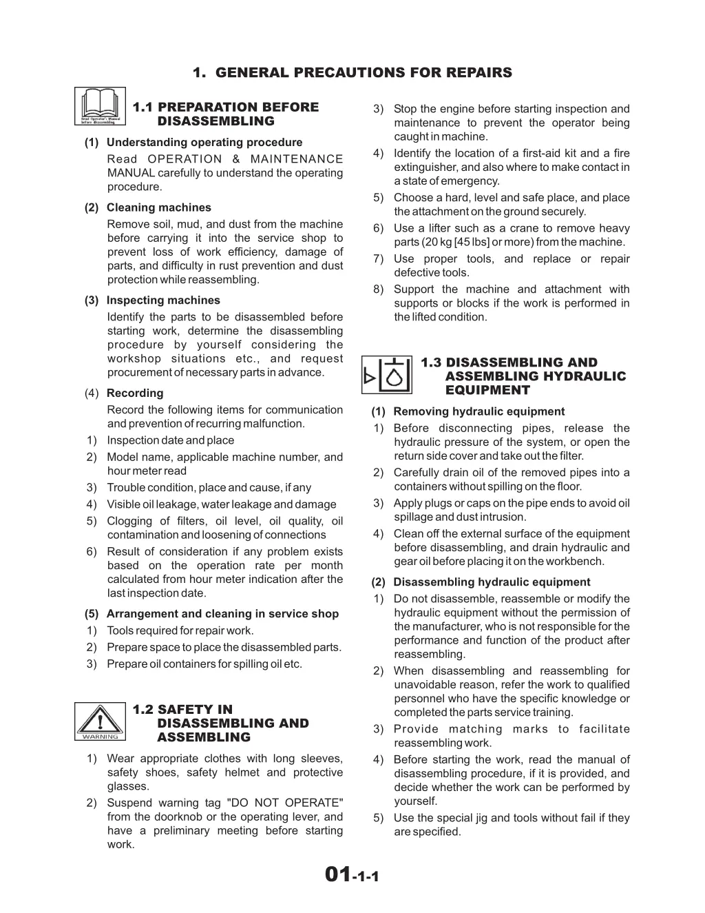 1 general precautions for repairs