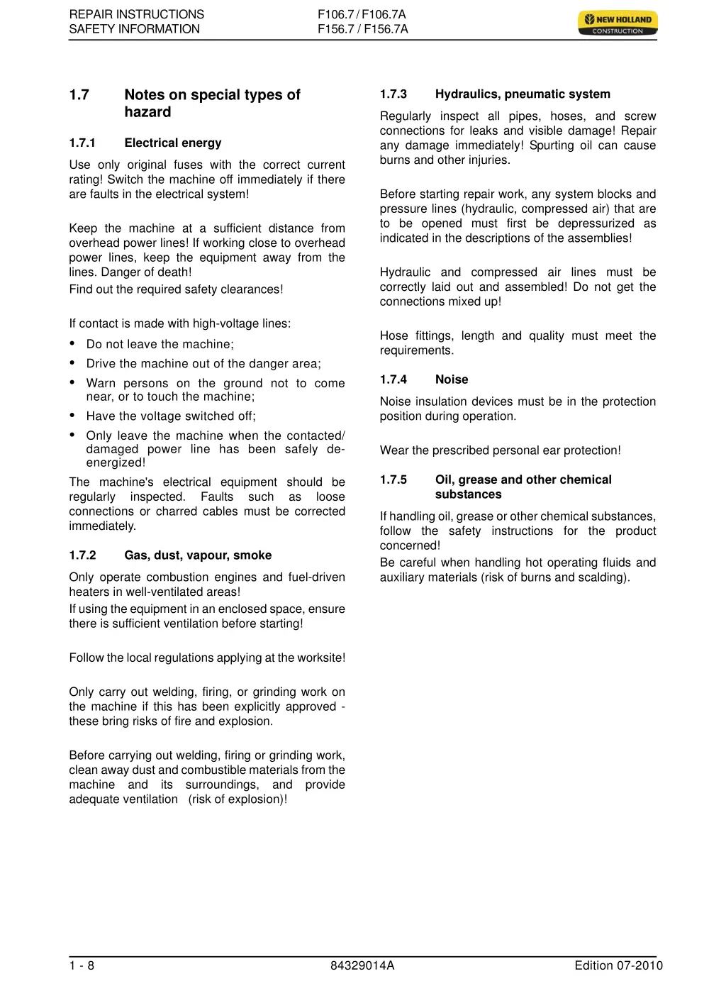 repair instructions safety information 7