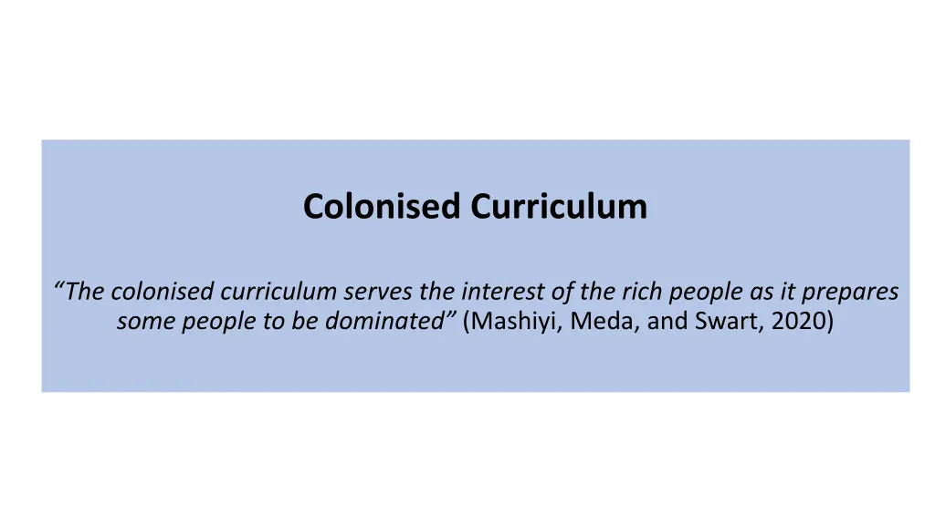 colonised curriculum